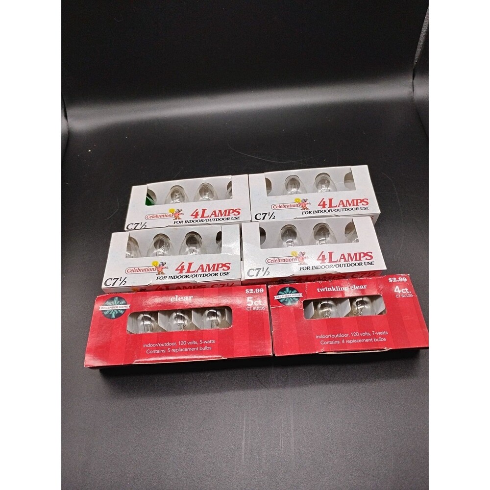 Vintage - C7 1/2 - Clear - Christmas Lamps Indoor Outdoor Bulbs - 21 Count